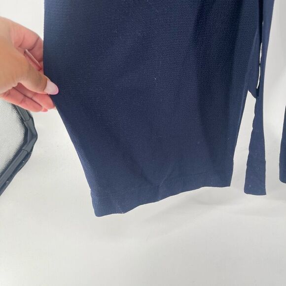 Monteau Navy Flutter Cap Sleeve Belted Cropped Wide Leg Jumpsuit XS Button Front - Picture 8 of 16